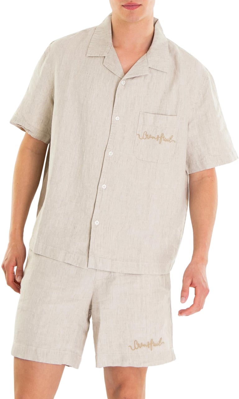 Bram's Fruit Heren Garden Hose Linen Shirt Beige Beige