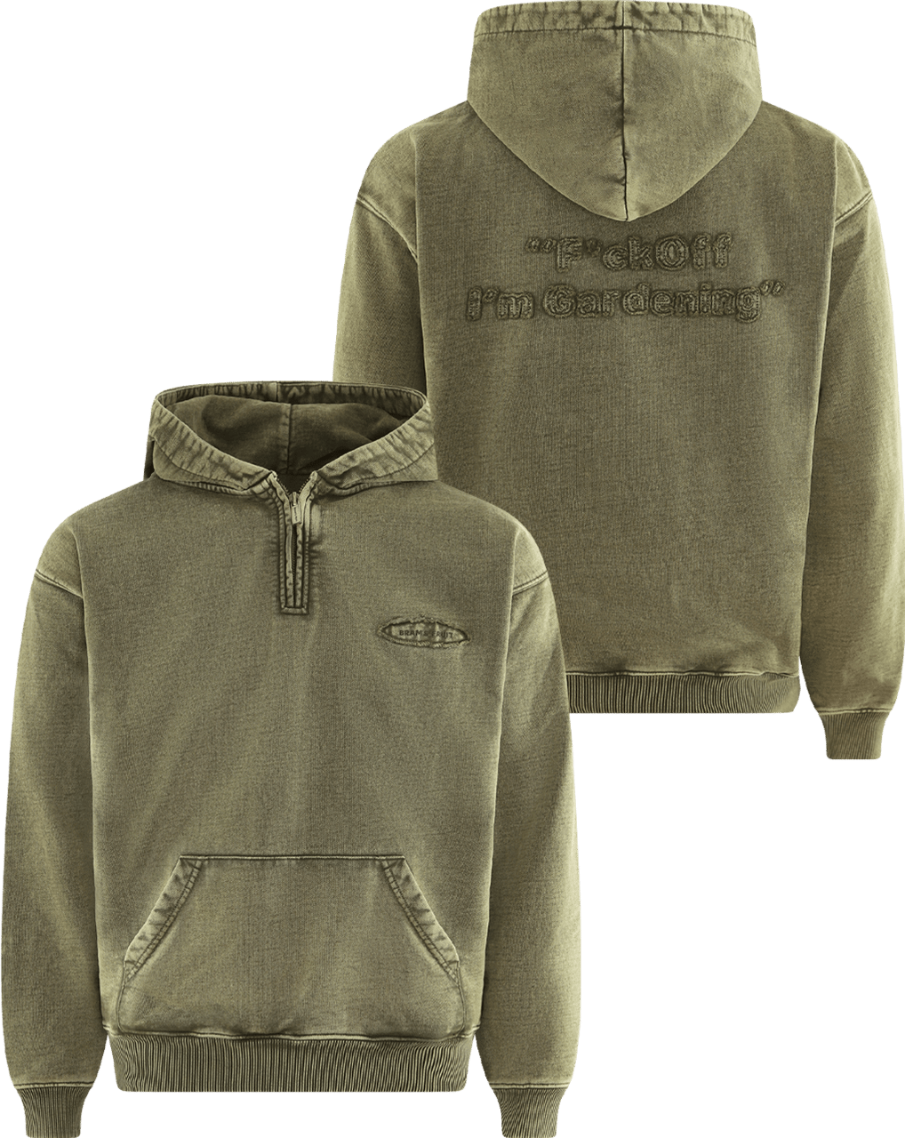 Bram's Fruit Heren Cut & Sew Quarter Zip Hoodie Groen