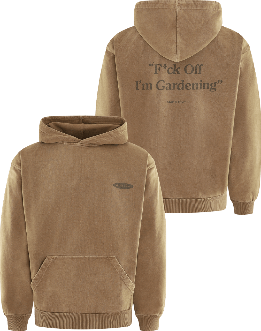 Bram's Fruit Heren Distressed Fuck Off Hoodie Beige