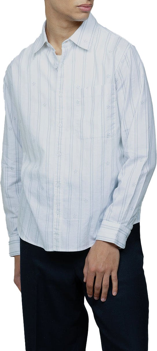 Bram's Fruit Lemon Pattern Oxford Shirt - White/Blue Wit