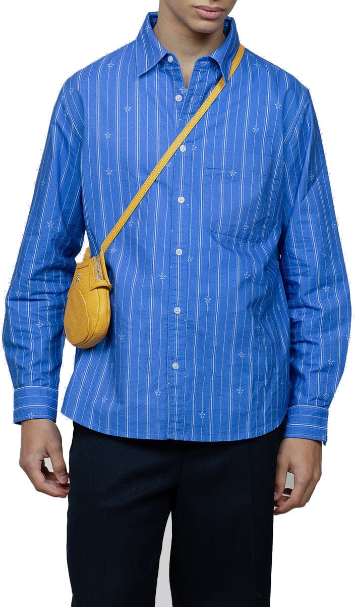 Bram's Fruit Lemon Pattern Oxford Shirt - Marine Blue Blauw
