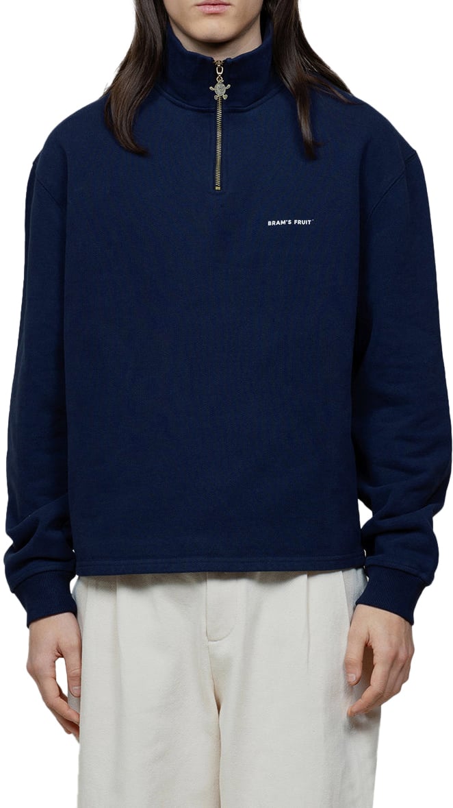 Bram's Fruit Lemon Buckle Quarter Zip - Navy Blauw