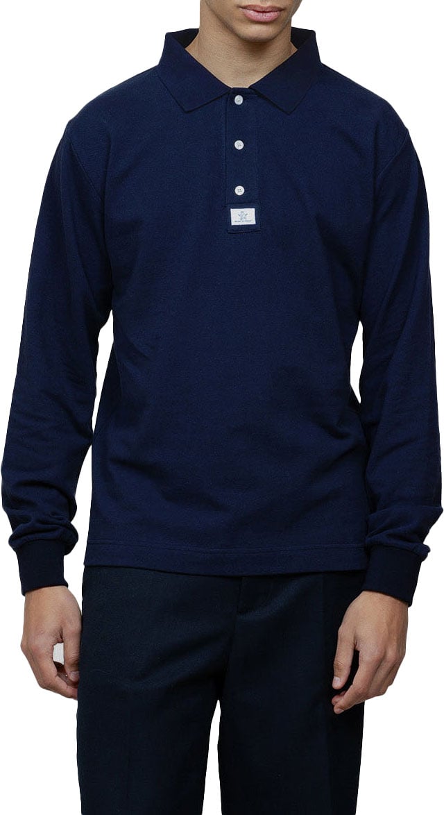 Bram's Fruit Longsleeve Polo - Navy Blauw