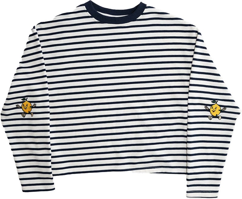Bram's Fruit Striped Lemon Sweat - Navy Blauw