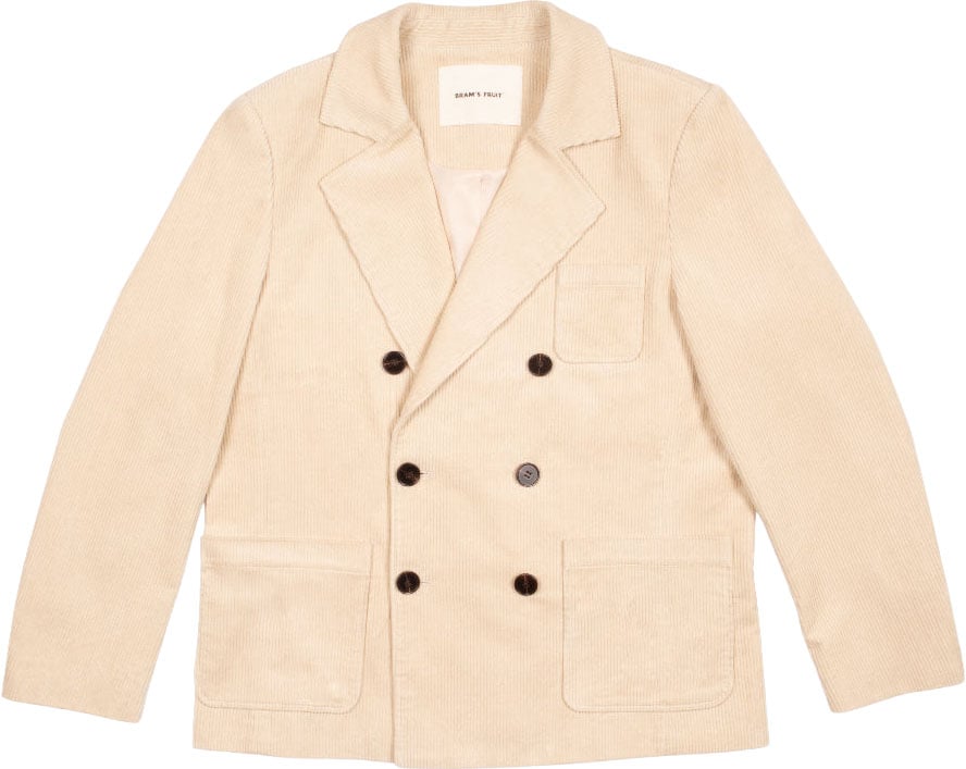 Bram's Fruit Corduroy Double Breasted Suit Jacket - Beige Beige