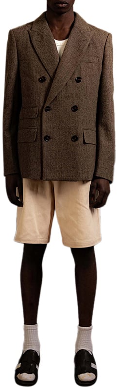 Bram's Fruit Double Breasted Suit Jacket - Brown Bruin