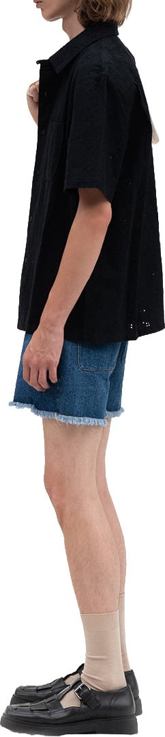 Bram's Fruit Broderie Shirt Shortsleeve - Black Zwart