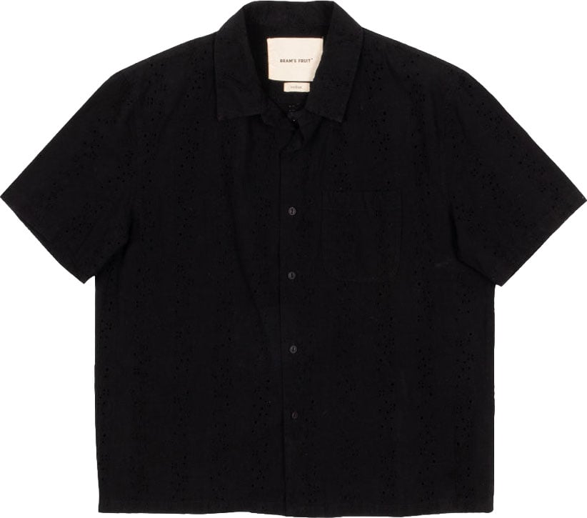 Bram's Fruit Broderie Shirt Shortsleeve - Black Zwart