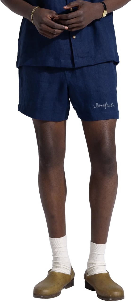 Bram's Fruit Garden Hose Linen Shorts - Navy Blauw
