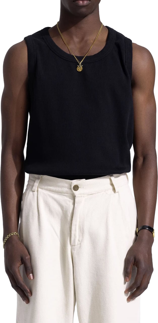 Bram's Fruit Heavy Rib Tanktop - Black Zwart