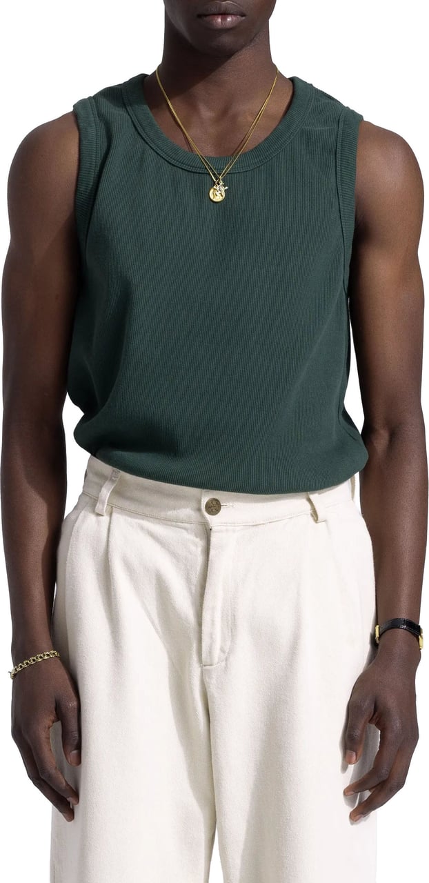 Bram's Fruit Heavy Rib Tanktop - Green Groen
