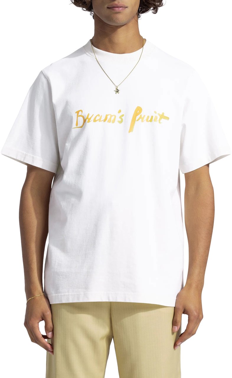 Bram's Fruit Mum's Script Logo T-Shirt - White Wit