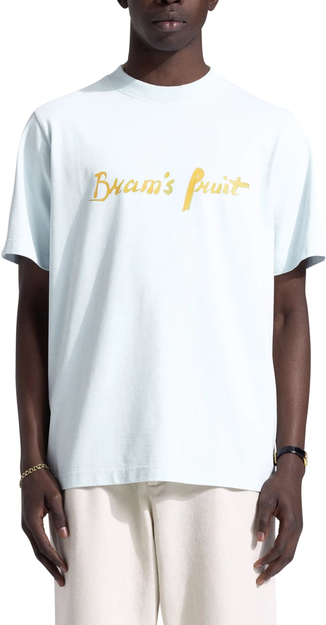 Bram's Fruit Mum's Script Logo T-Shirt - Light Blue Blauw
