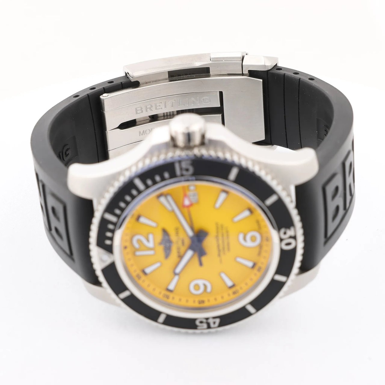 Breitling Breitling Superocean A17367 SS x Rubber AT Watch with Yellow Dial Geel