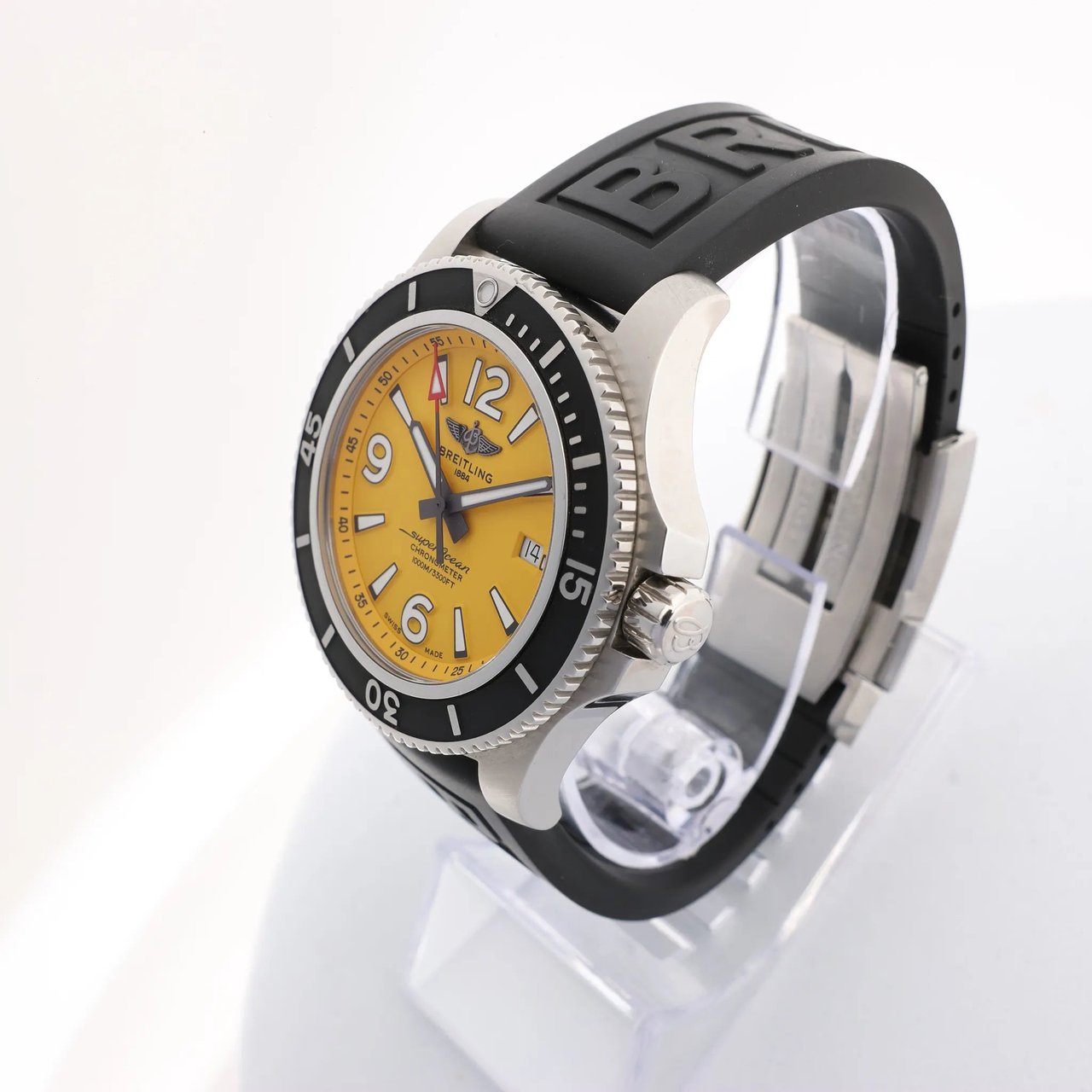 Breitling Breitling Superocean A17367 SS x Rubber AT Watch with Yellow Dial Geel
