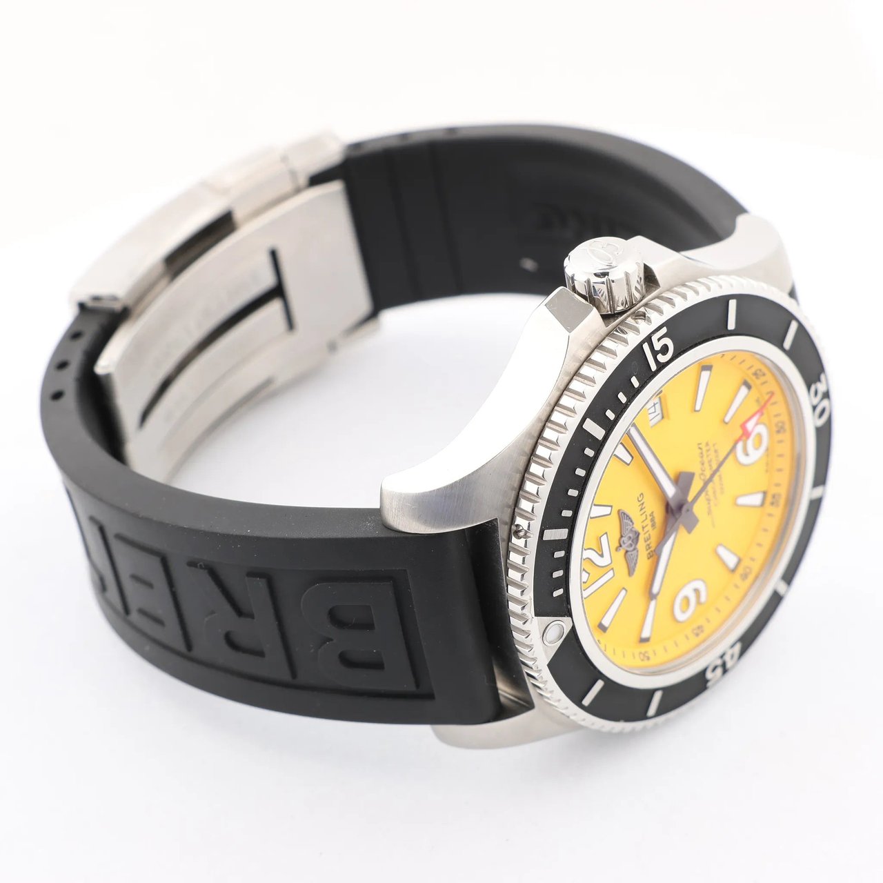 Breitling Breitling Superocean A17367 SS x Rubber AT Watch with Yellow Dial Geel