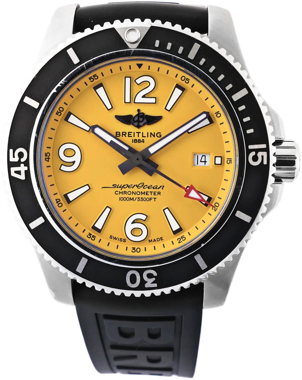Breitling Breitling Superocean A17367 SS x Rubber AT Watch with Yellow Dial Geel
