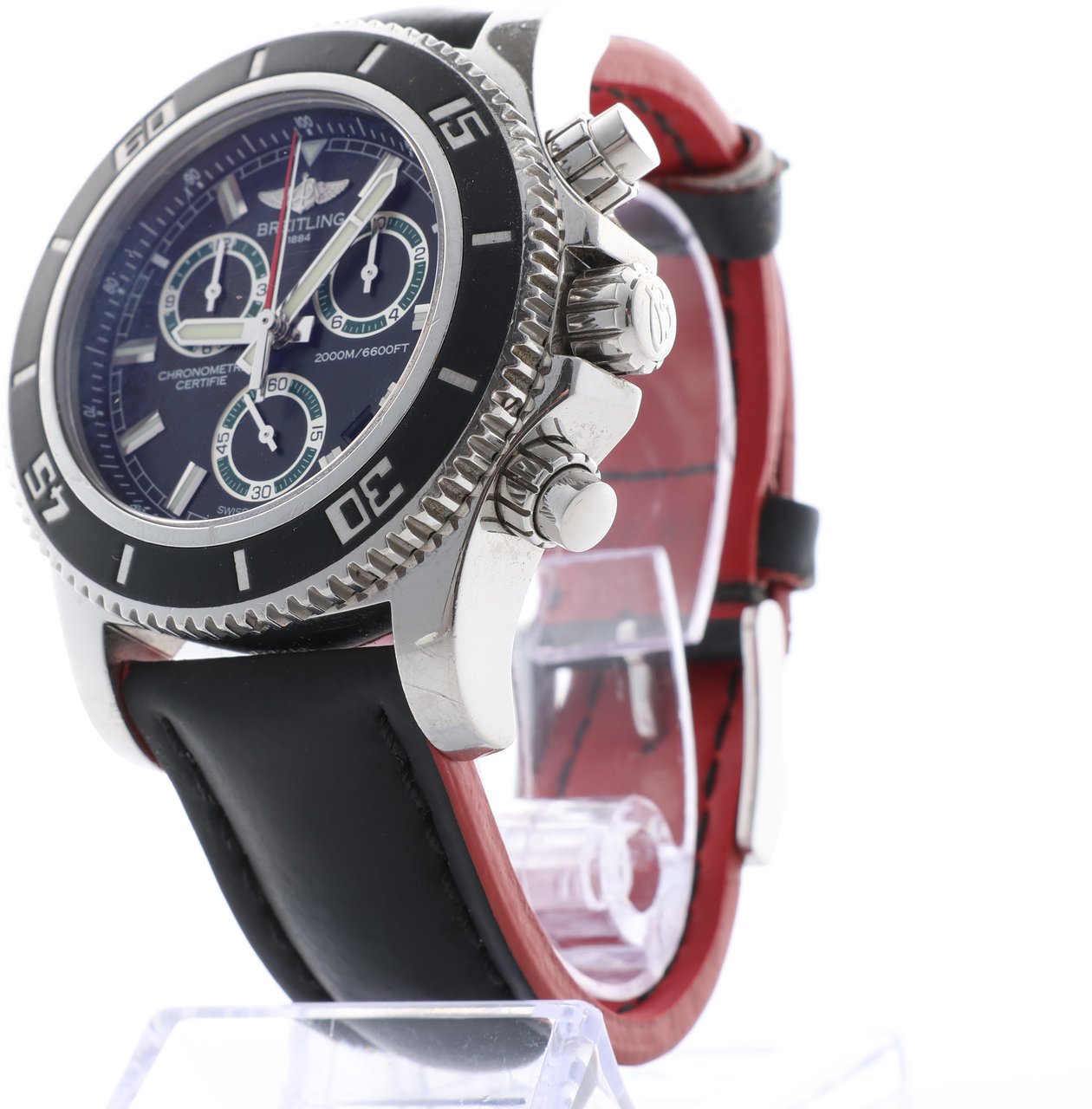 Breitling Breitling Superocean A73310 1322371 SS & Rubber QZ Black Dial Watch Zwart