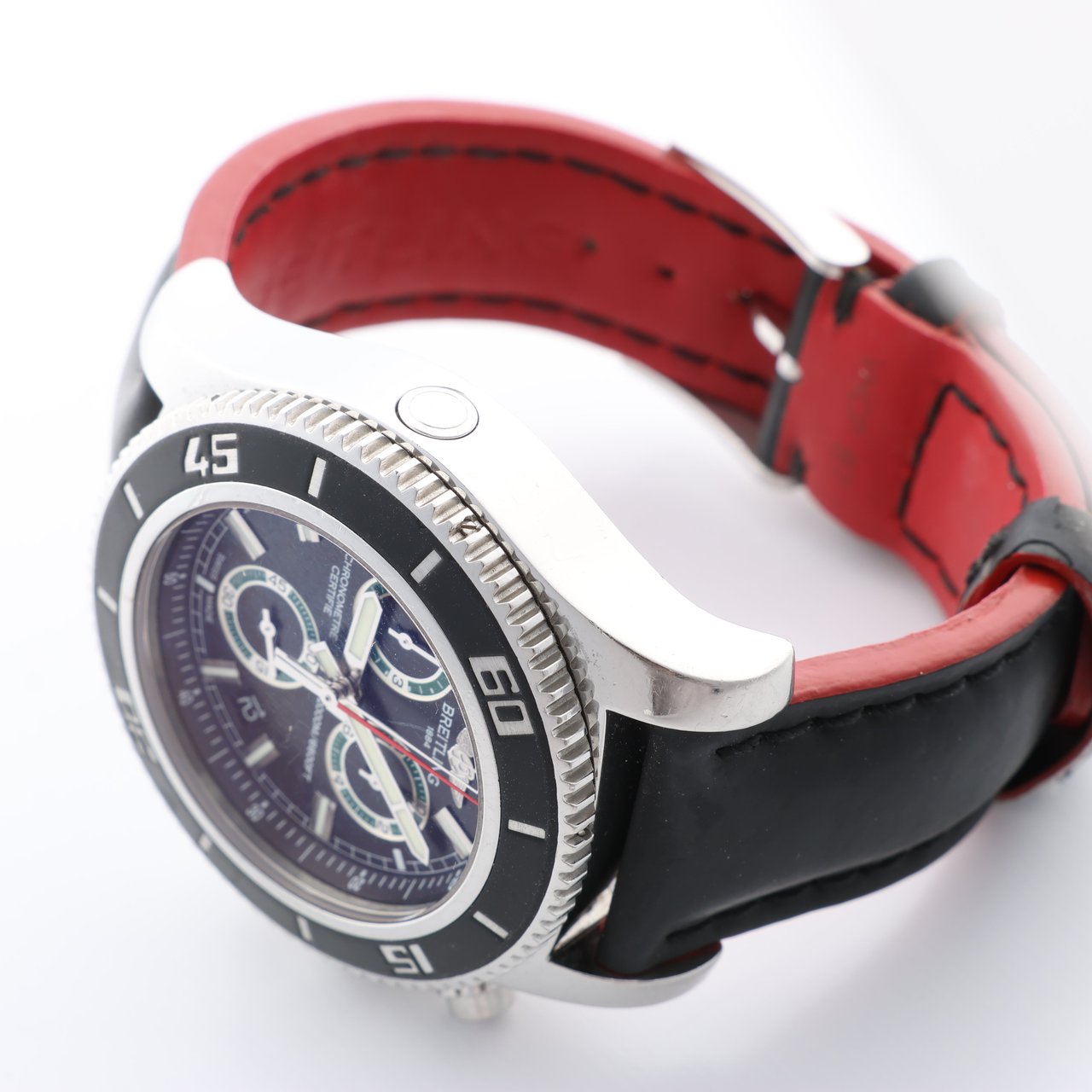 Breitling Breitling Superocean A73310 1322371 SS & Rubber QZ Black Dial Watch Zwart