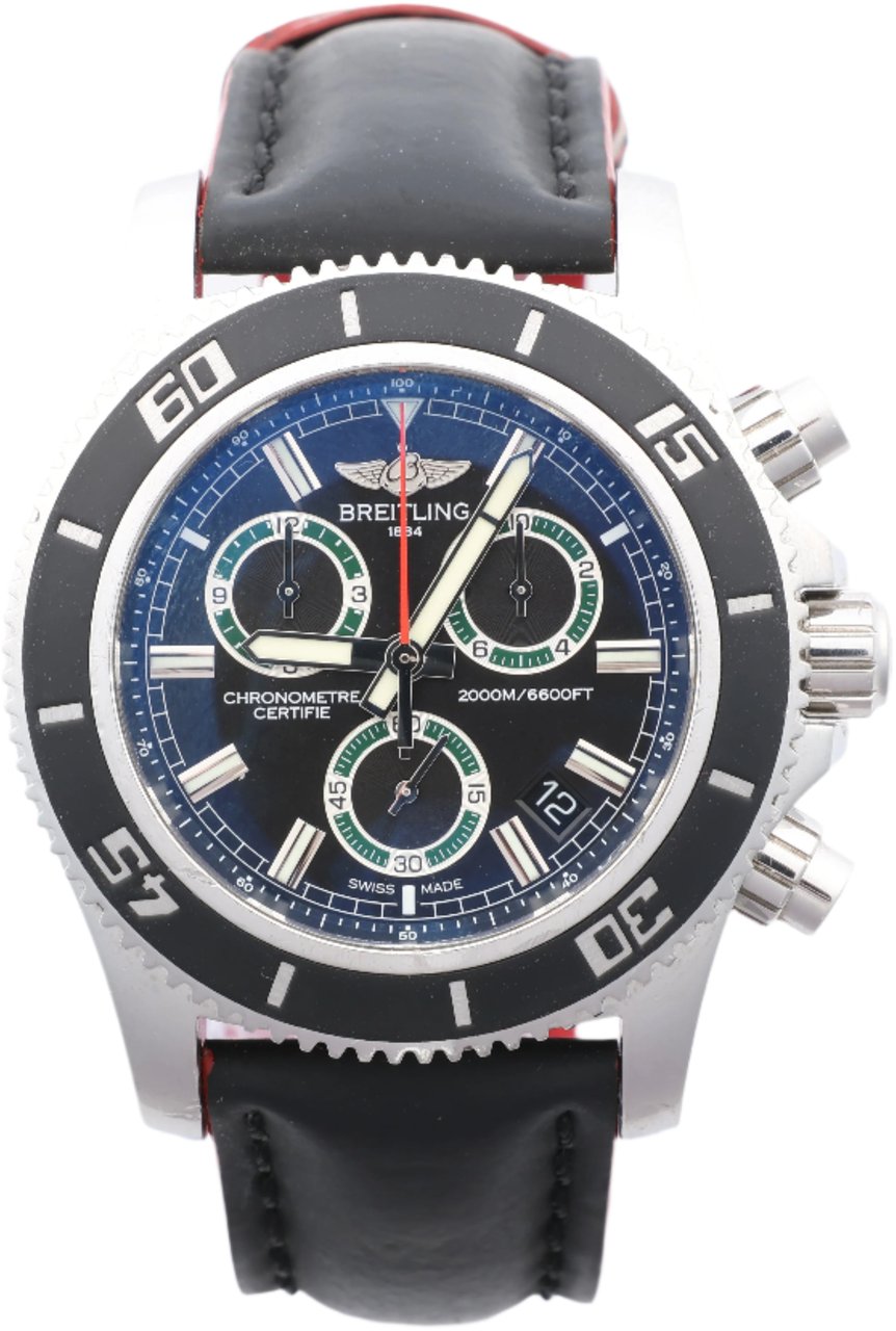 Breitling Breitling Superocean A73310 1322371 SS & Rubber QZ Black Dial Watch Zwart