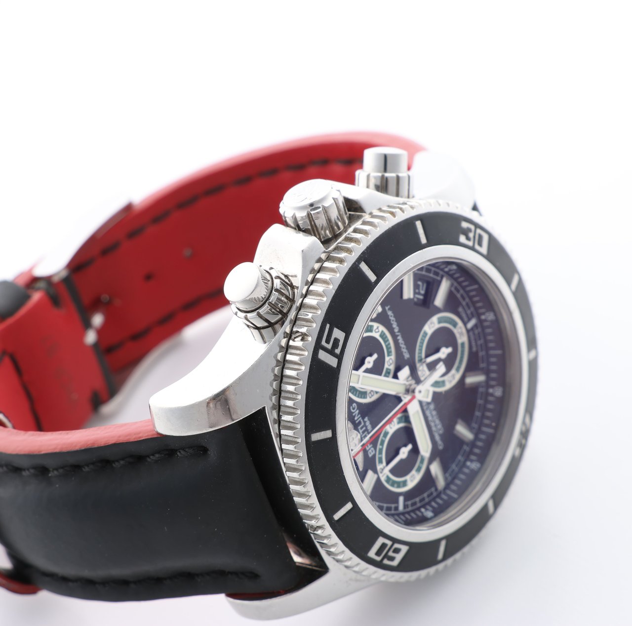 Breitling Breitling Superocean A73310 1322371 SS & Rubber QZ Black Dial Watch Zwart