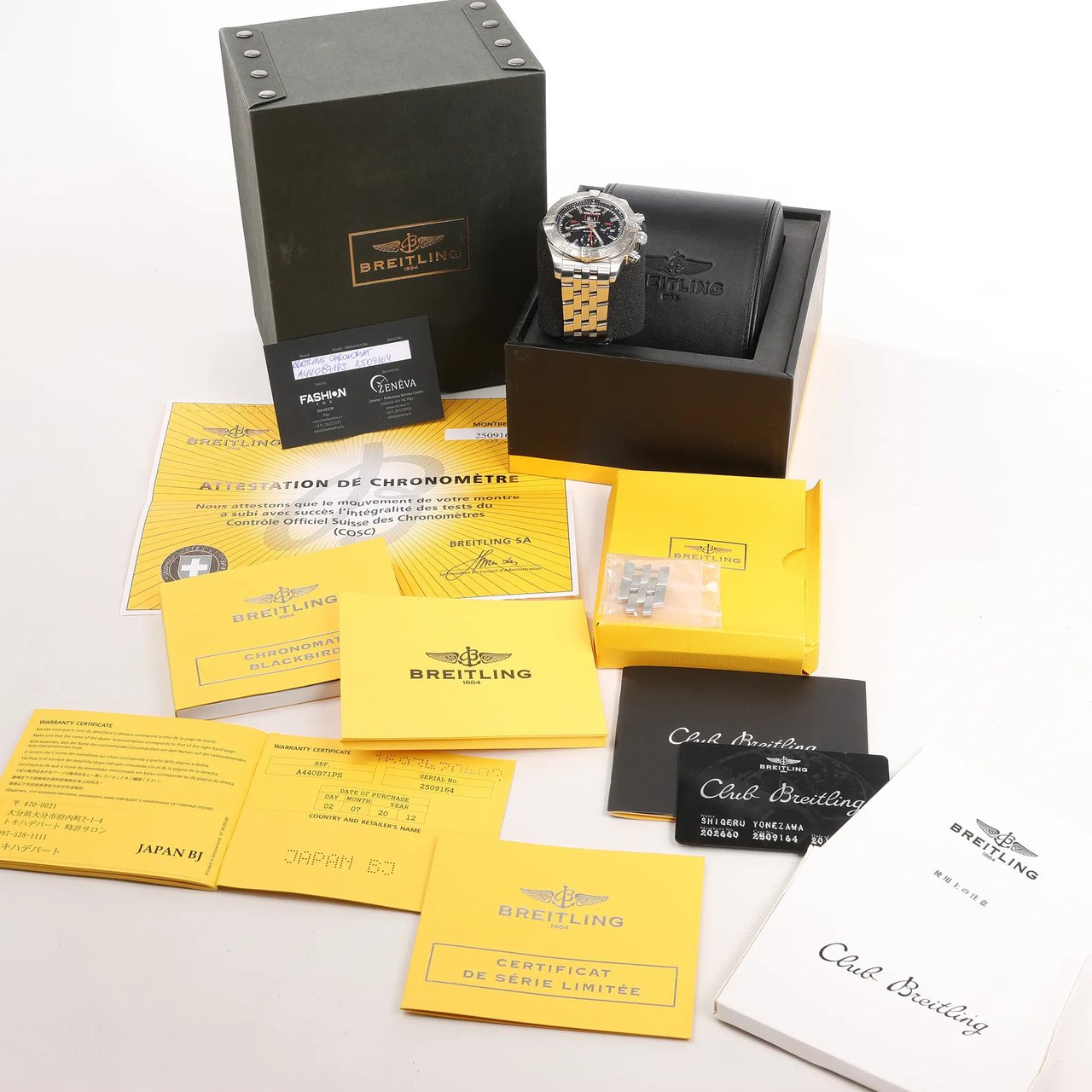 Breitling Chronomat A440B71PS 2509164 SS AT Watch with Black Dial Zwart
