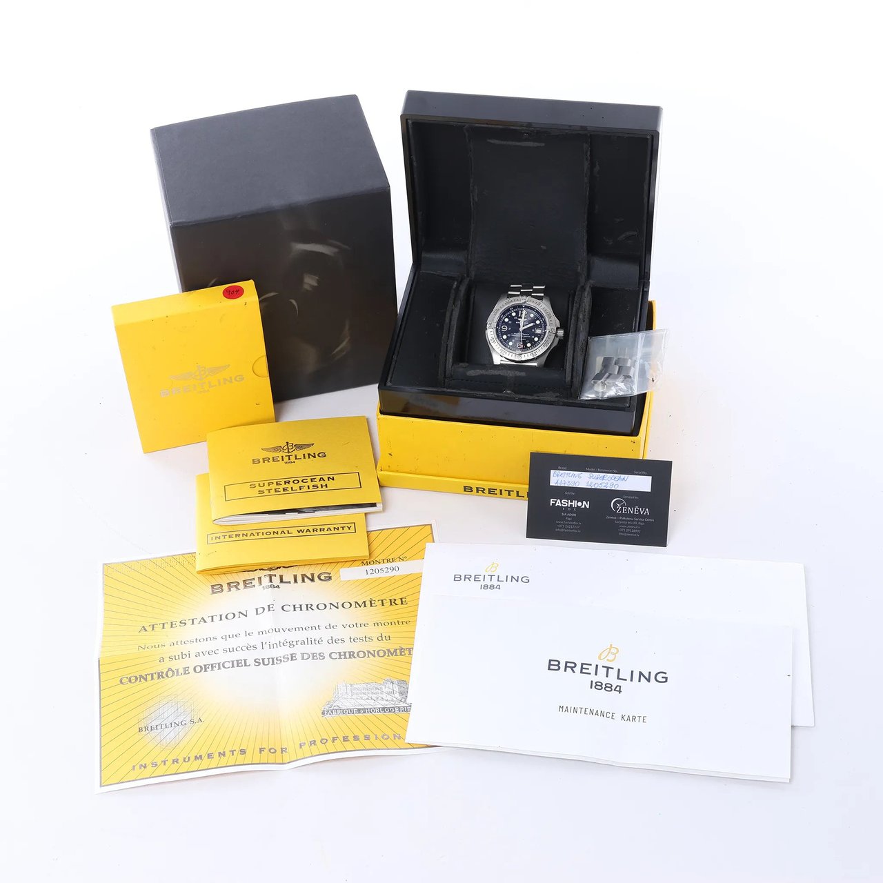 Breitling Superocean A17390 1205290 SS AT Watch with Black Dial Zwart
