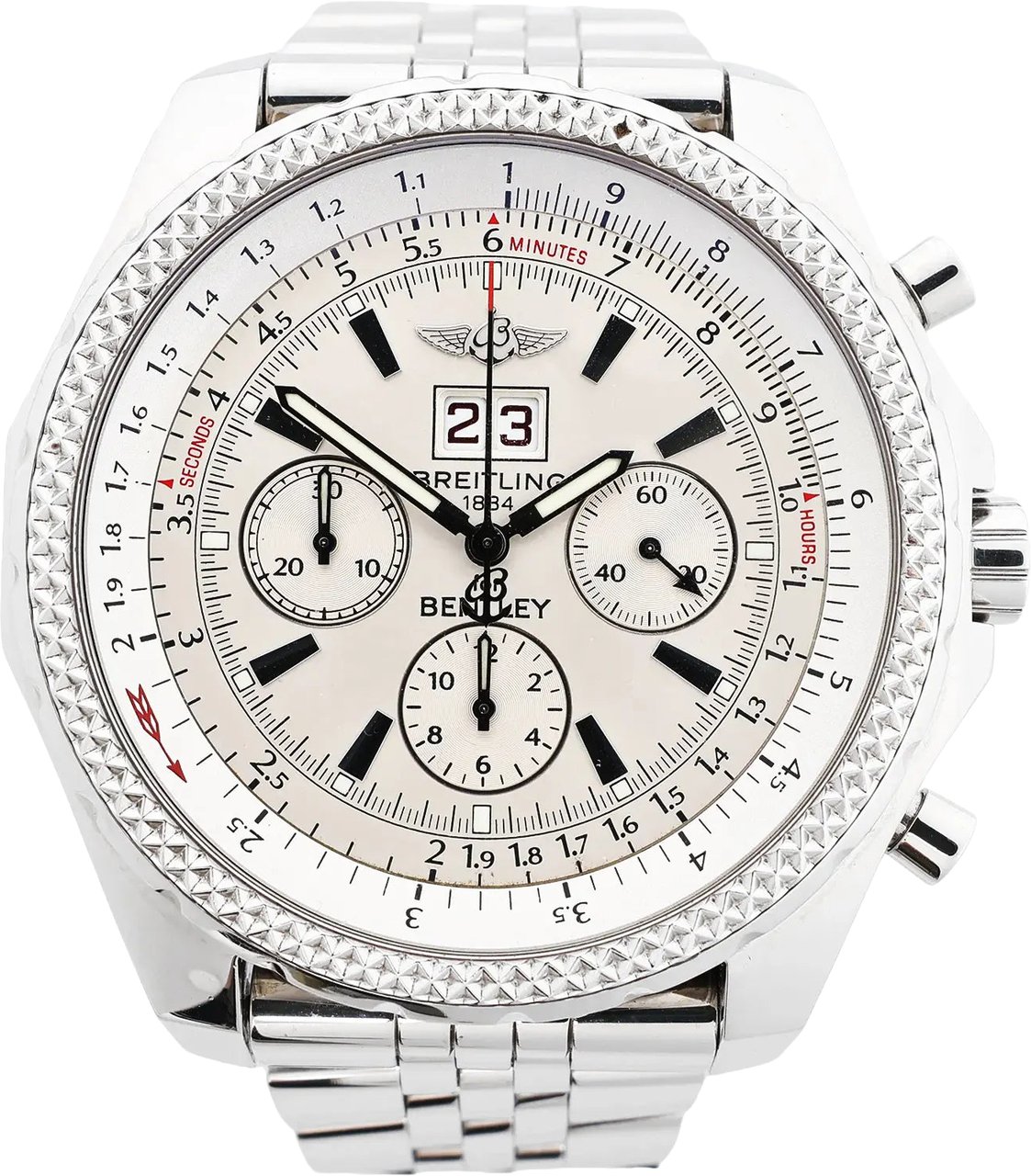 Breitling Bentley A44362 2130273 SS & Rubber AT Watch with Beige Dial Beige