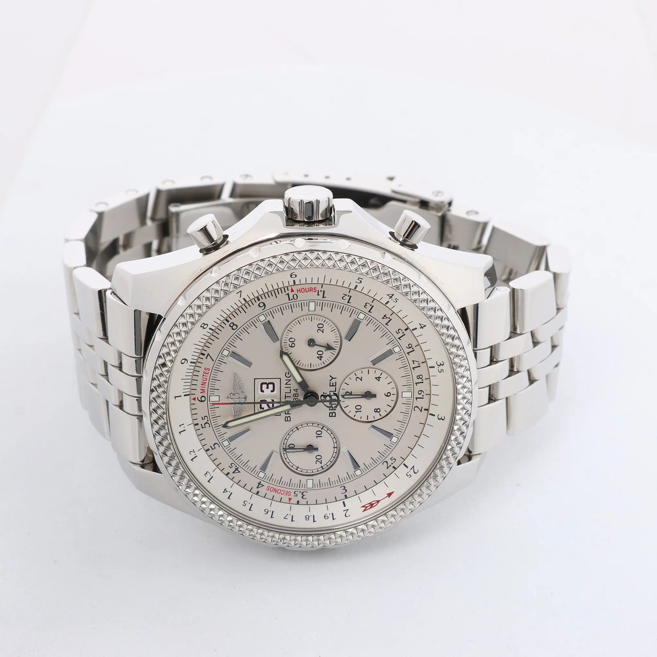 Breitling Bentley A44362 2130273 SS & Rubber AT Watch with Beige Dial Beige