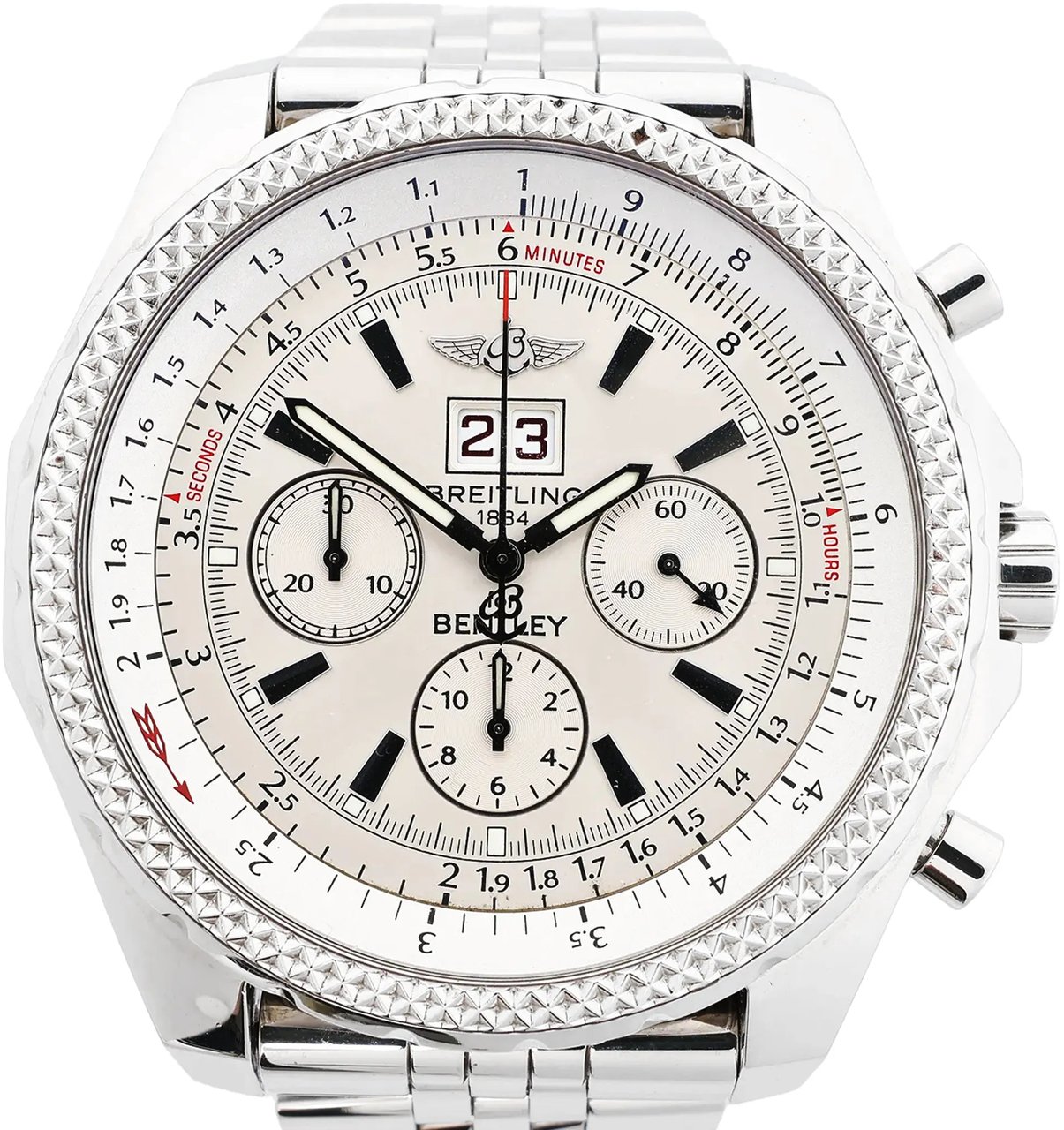 Breitling Bentley A44362 2130273 SS & Rubber AT Watch with Beige Dial Beige
