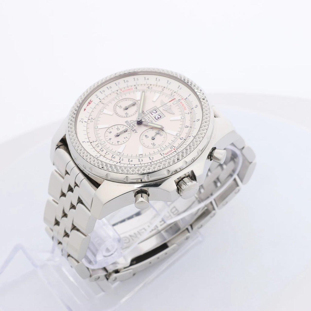 Breitling Bentley A44362 2130273 SS & Rubber AT Watch with Beige Dial Beige