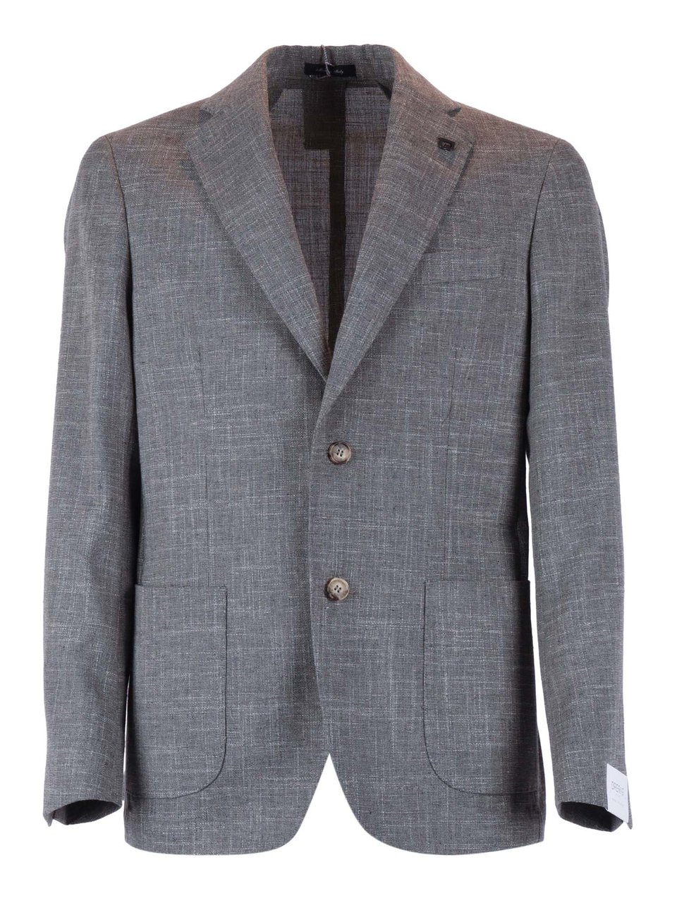 Breras Milano Grey Textured Two Button Blazer Grijs