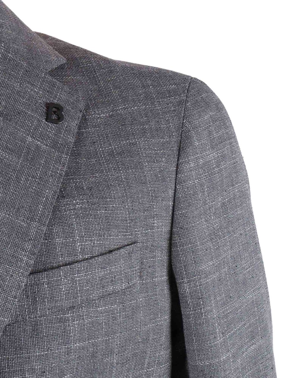 Breras Milano Grey Textured Two Button Blazer Grijs