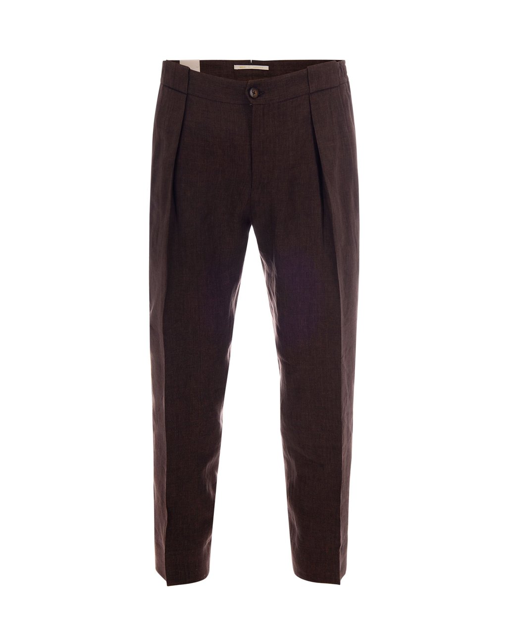 Briglia Pantalone Portobello Brown Trousers with Pleats and Central Crease Zwart