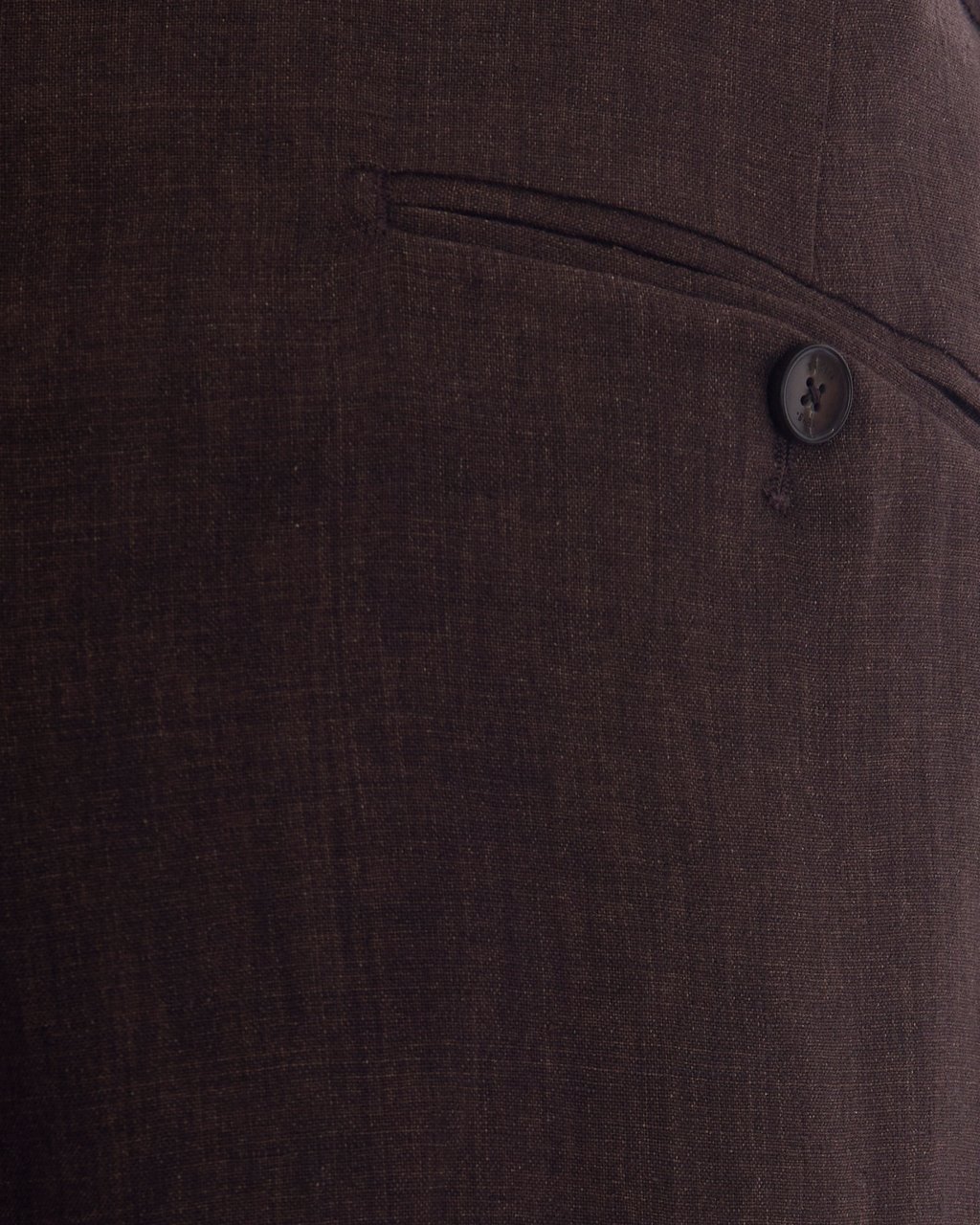 Briglia Pantalone Portobello Brown Trousers with Pleats and Central Crease Zwart