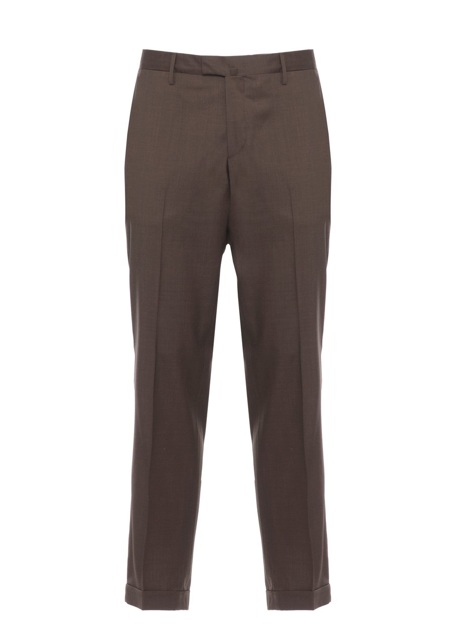 Briglia Brown Virgin Wool Straight-Leg Pants Grijs