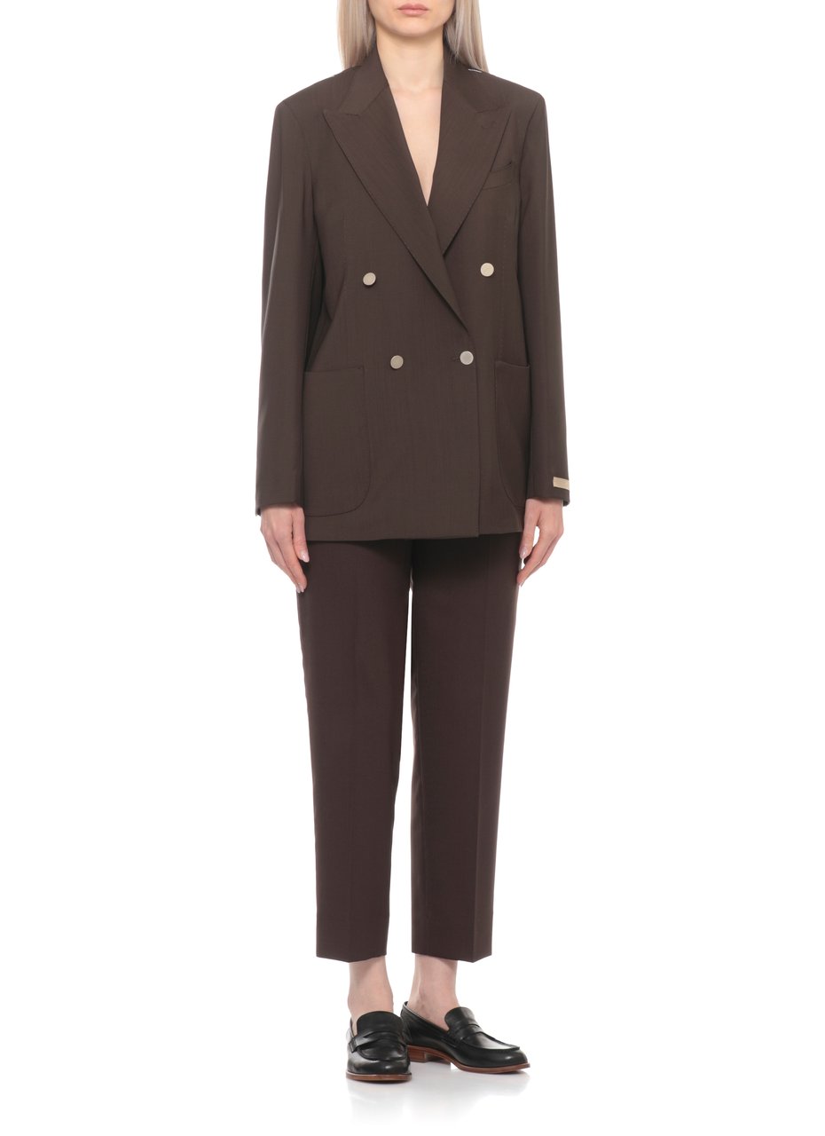Briglia Brown Blanchette Double-Breasted Wool Blazer Zwart