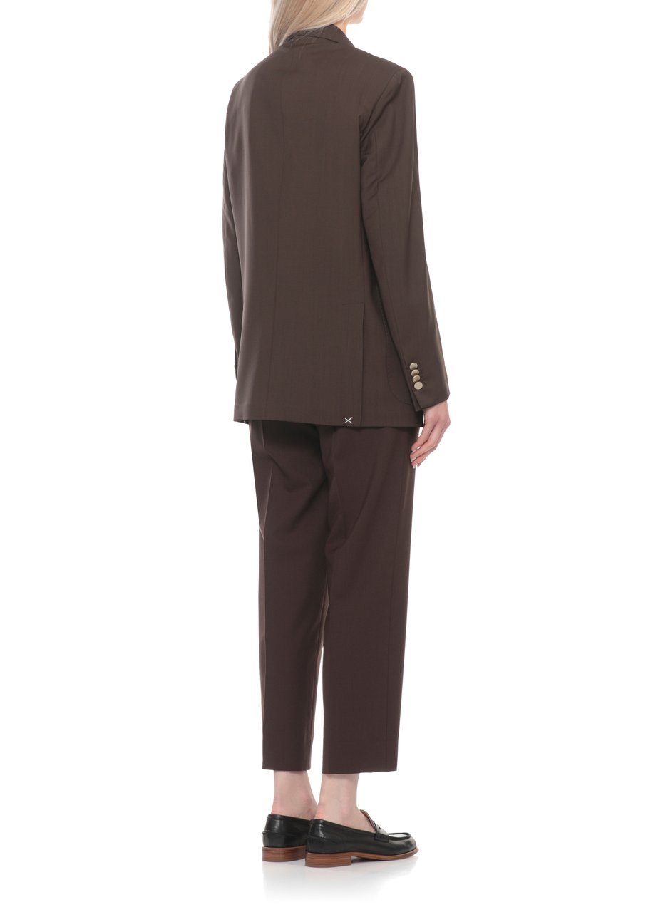 Briglia Brown Blanchette Double-Breasted Wool Blazer Zwart