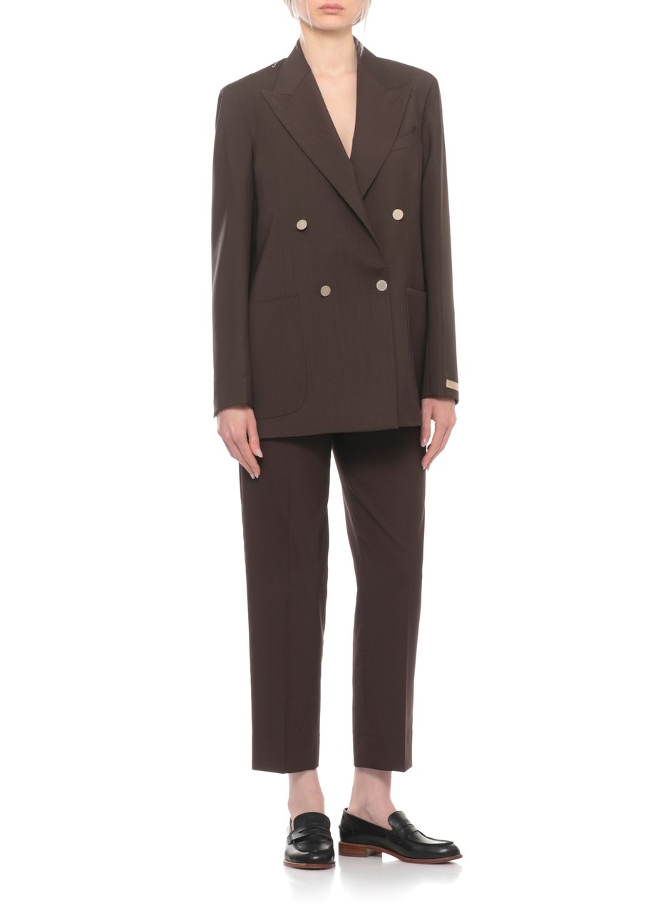 Briglia Brown Blanchette Double-Breasted Wool Blazer Zwart