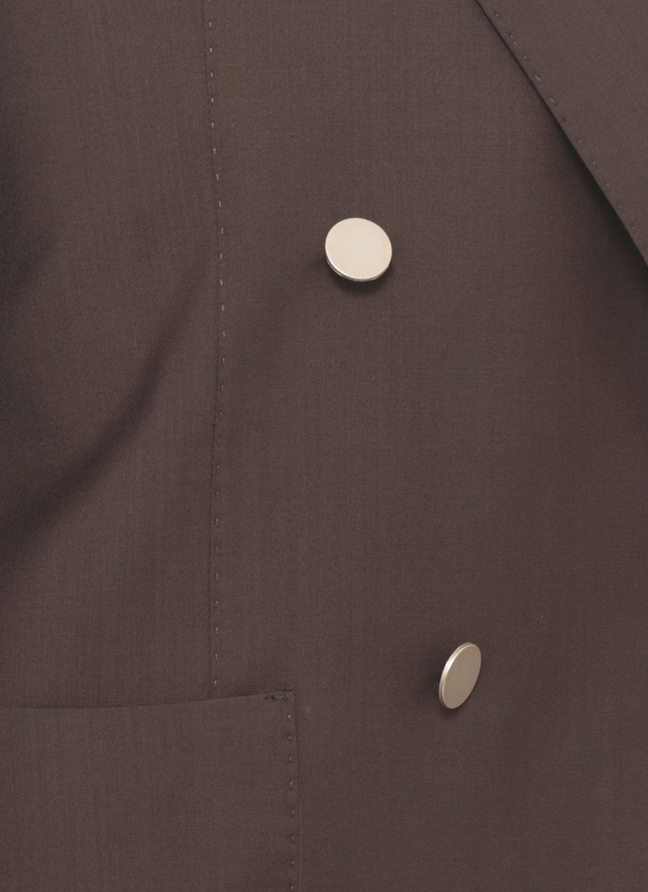 Briglia Brown Blanchette Double-Breasted Wool Blazer Zwart