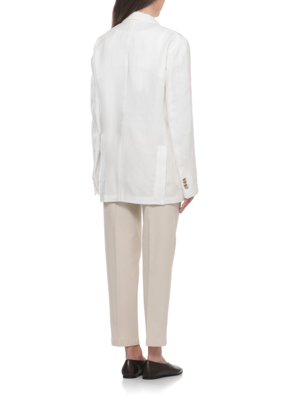 Briglia White Blanchette Double-Breasted Wool Blazer Wit