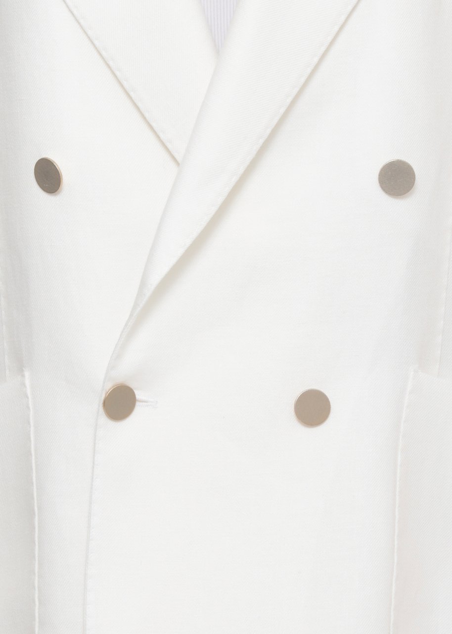 Briglia White Blanchette Double-Breasted Wool Blazer Wit