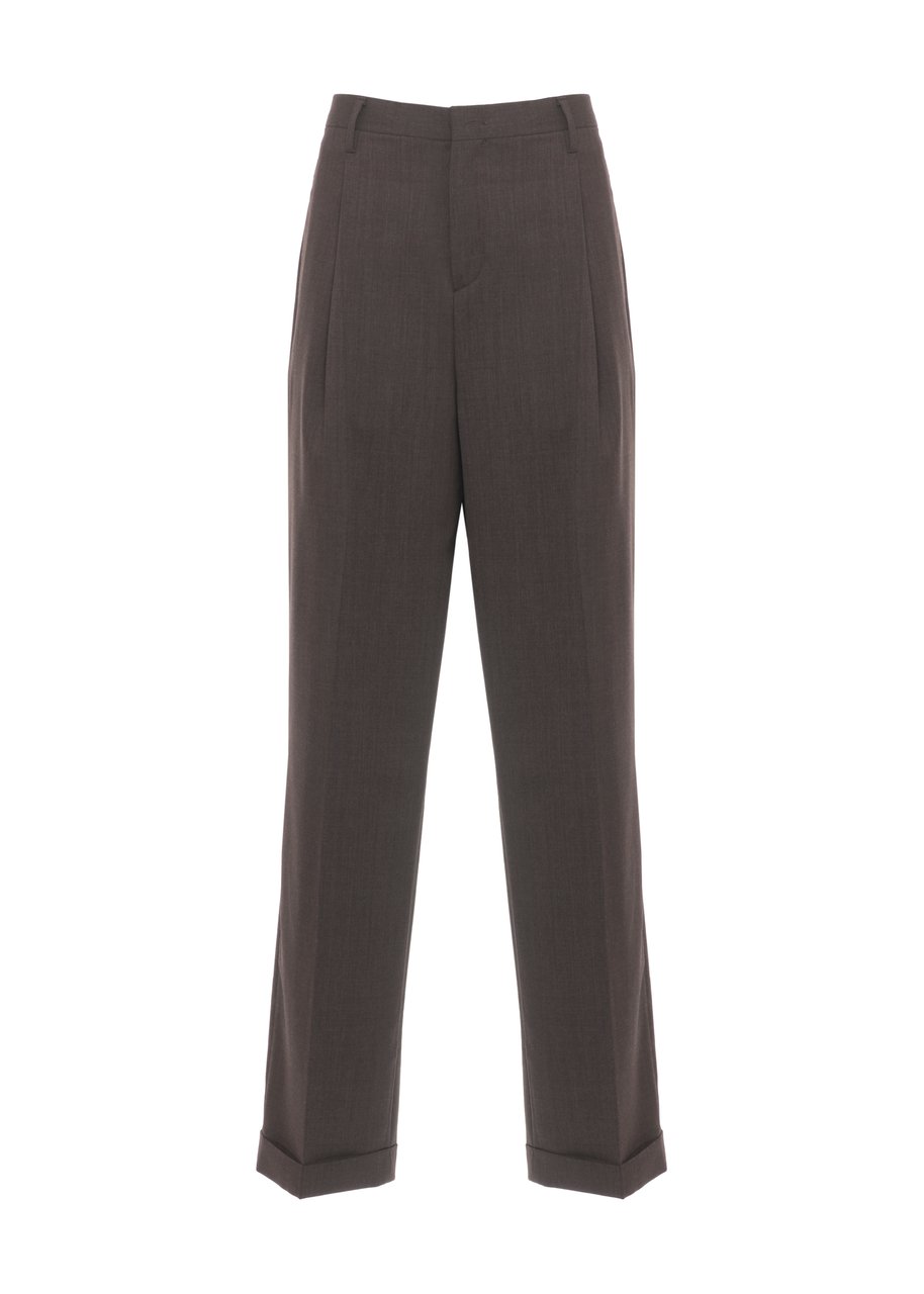 Briglia Brown Borgonuovo Wool-Blend Pants Grijs