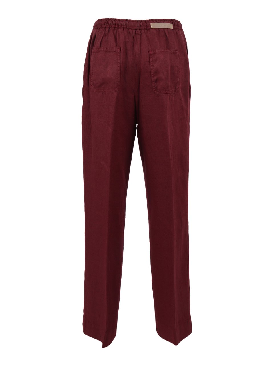 Briglia Burgundy Relaxed Fit Linen Straight-Leg Pants Zwart