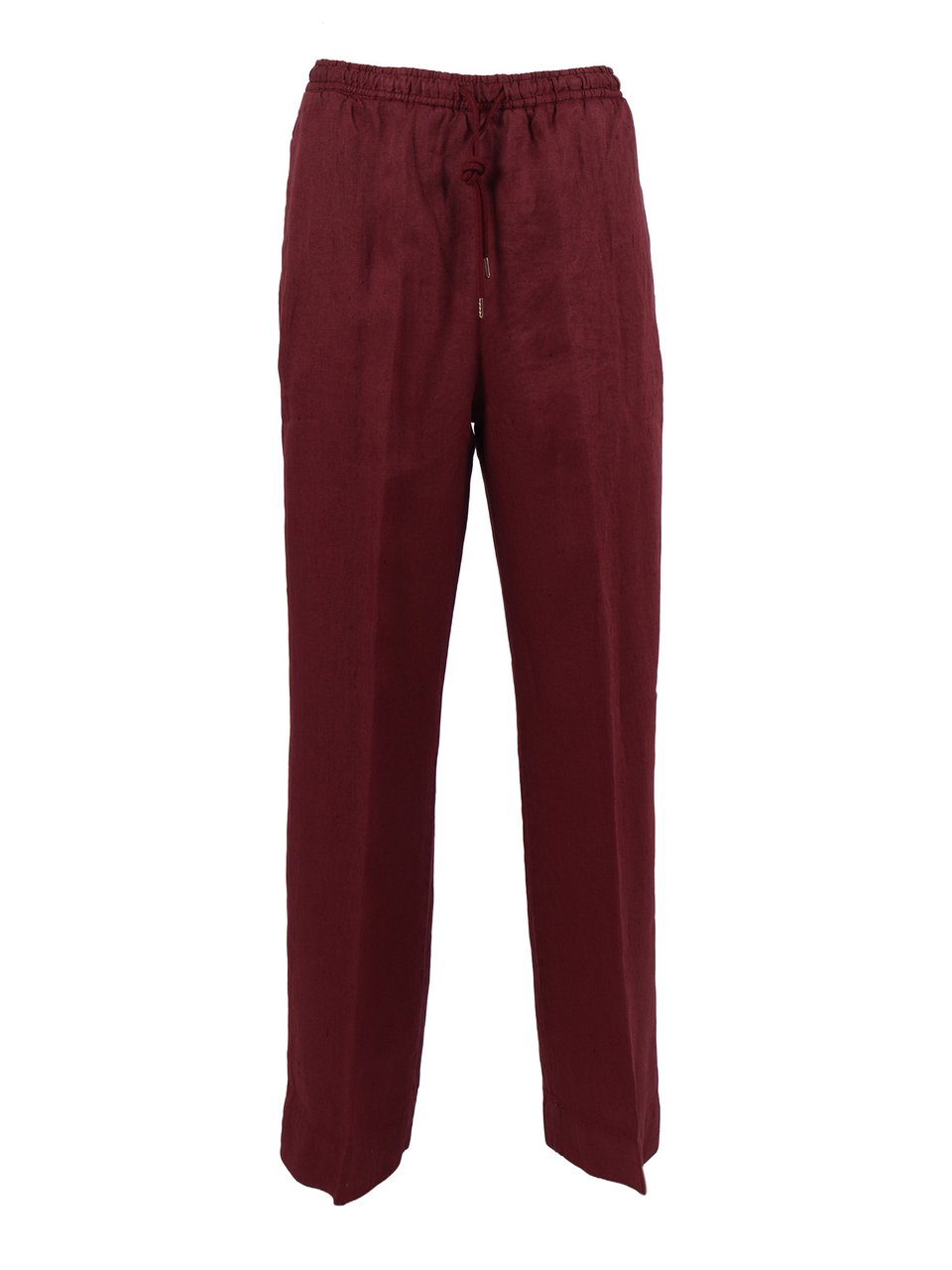 Briglia Burgundy Relaxed Fit Linen Straight-Leg Pants Zwart