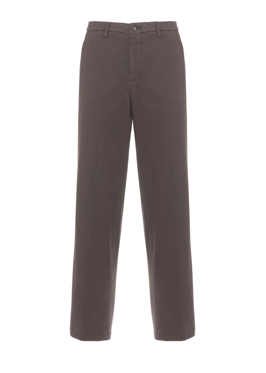 Briglia Brown Jeangw Cotton-Blend Straight-Leg Pants Grijs