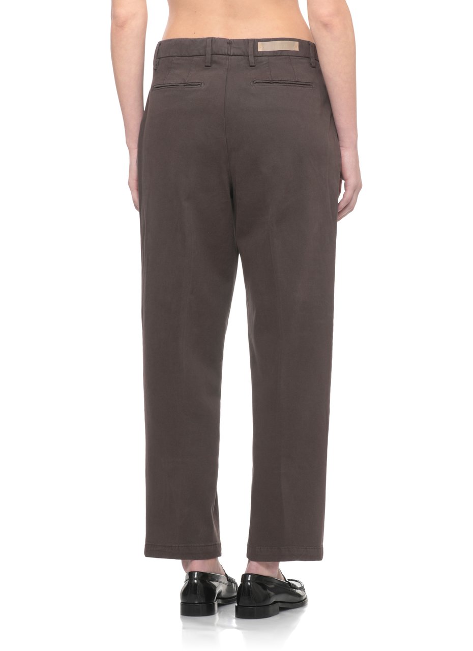 Briglia Brown Jeangw Cotton-Blend Straight-Leg Pants Grijs
