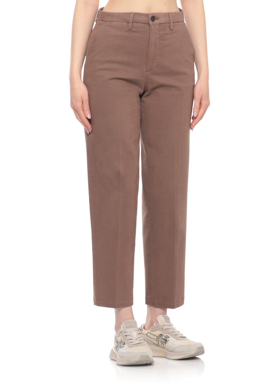 Briglia Brown Jeangw Cotton-Blend Straight-Leg Pants Roze