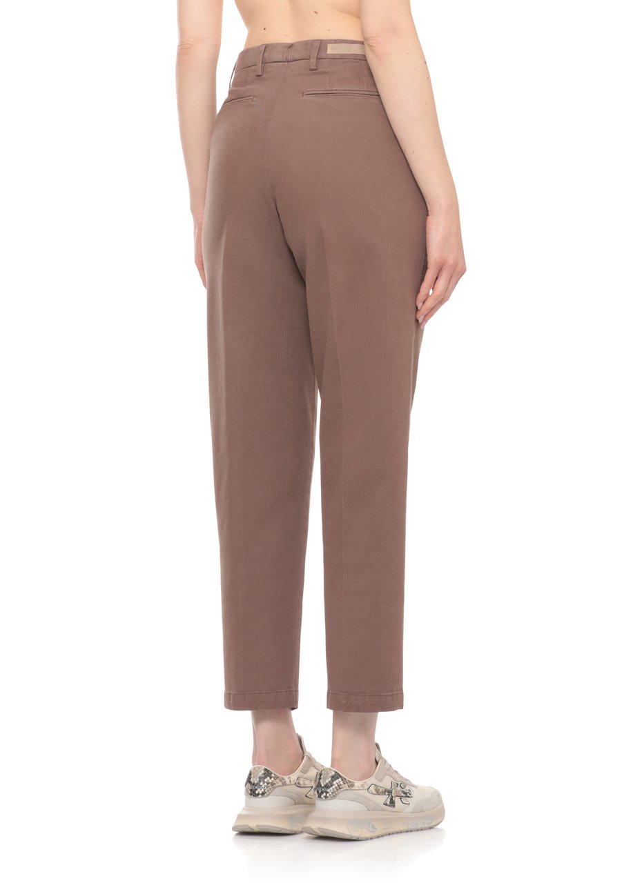 Briglia Brown Jeangw Cotton-Blend Straight-Leg Pants Roze