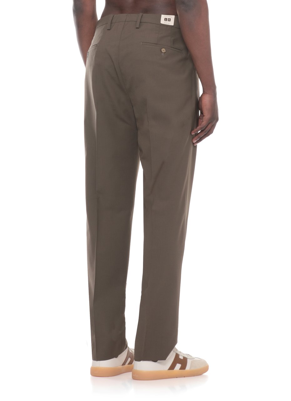 Briglia Brown Plattis Wool Straight-Leg Pants Grijs